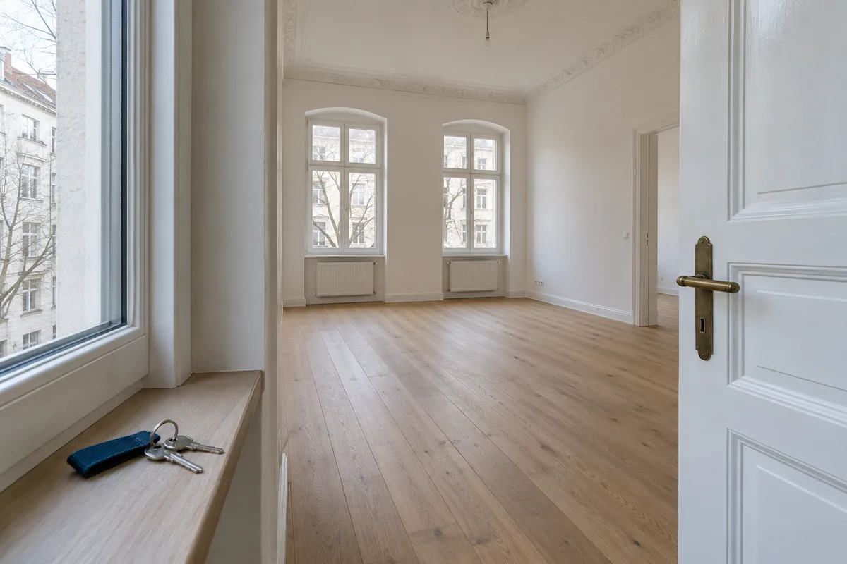 Gereinigte und frisch gestrichene Wohnung, vorbereitet für die Übergabe